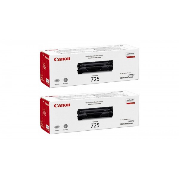 Pachet Cartuse Toner Original Canon 2x CRG-725B Negru 3200 pagini si stick USB
