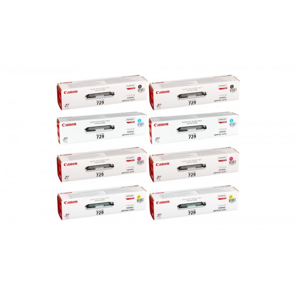 Pachet Cartuse Toner Original Canon 2x CRG-729B Negru, 2x CRG-729C Cyan, 2x CRG-729M Magenta, 2x CRG-729Y Galben, 8400 pagini si stick USB