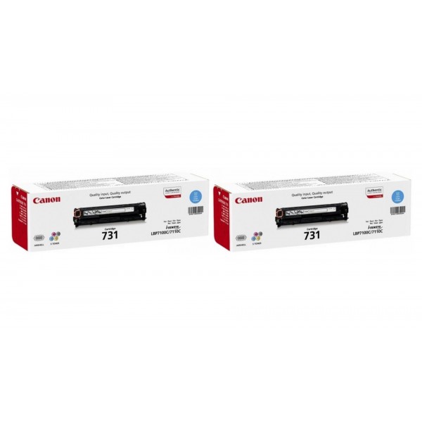 Pachet Cartuse Toner Original Canon 2x CRG-731C Cyan 3000 pagini si stick USB