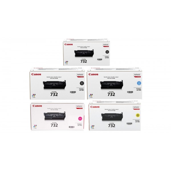 Pachet Cartuse Toner Original Canon 2x CRG-732HB Negru, 1x CRG-732C Cyan, 1x CRG-732M Magenta, 1x CRG-732Y Galben, 43200 pagini si stick USB