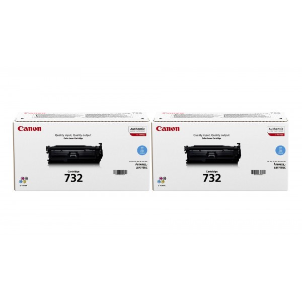 Pachet Cartuse Toner Original Canon 2x CRG-732C Cyan 12800 pagini si stick USB