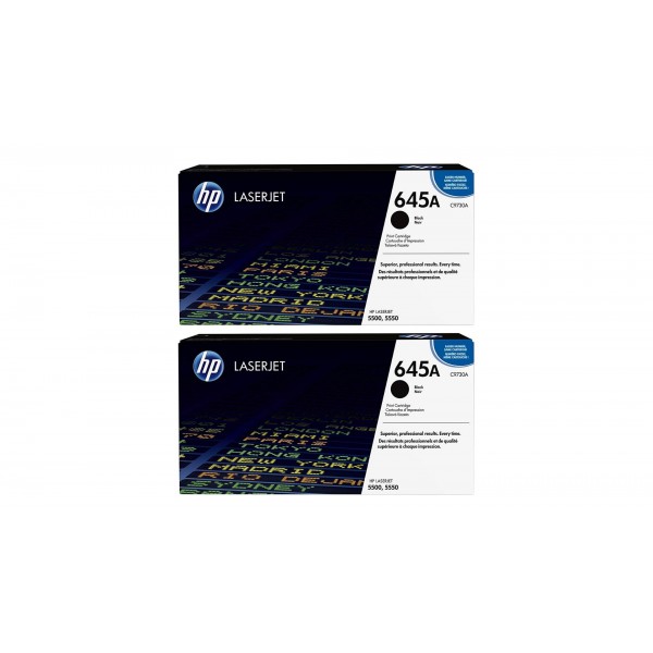 Set Cartuse Toner Original HP (645A) 2x C9730A Negru, 26000 pagini si stick USB