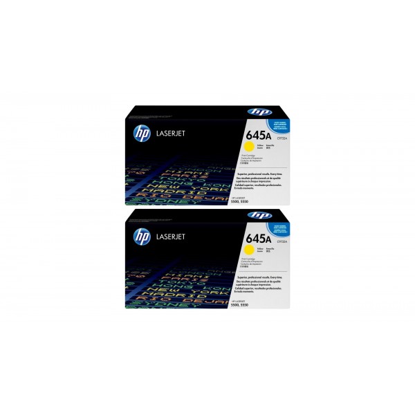 Set Cartuse Toner Original HP (645A) 2x C9732A Galben, 24000 pagini si stick USB
