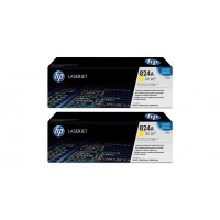 Set Cartuse Toner Original HP (824A) 2x CB382A Galben, 42000 pagini si stick USB
