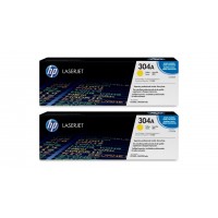 Set Cartuse Toner Original HP (304A) 2x CC532A Galben, 5600 pagini si stick USB