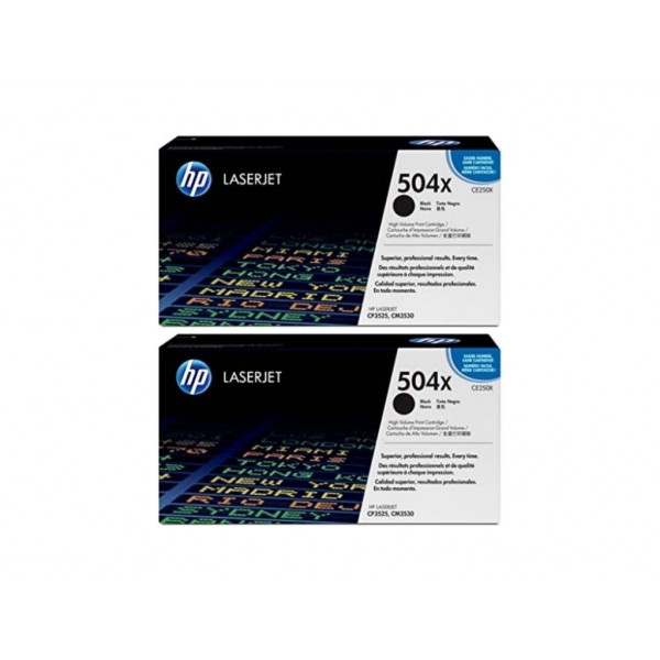 Set Cartuse Toner Original HP (504X) 2x CE250X Negru, 21000 pagini si stick USB