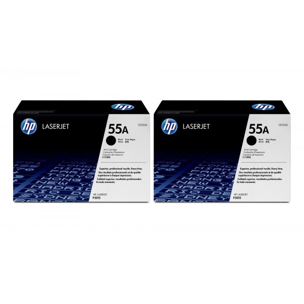 Set Cartuse Toner Original HP (55A) 2x CE255A Negru, 12000 pagini si stick USB