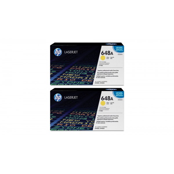 Set Cartuse Toner Original HP (648A) 2x CE262A Galben, 22000 pagini si stick USB