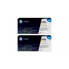 Set Cartuse Toner Original HP (650A) 2x CE272A Galben, 30000 pagini si stick USB