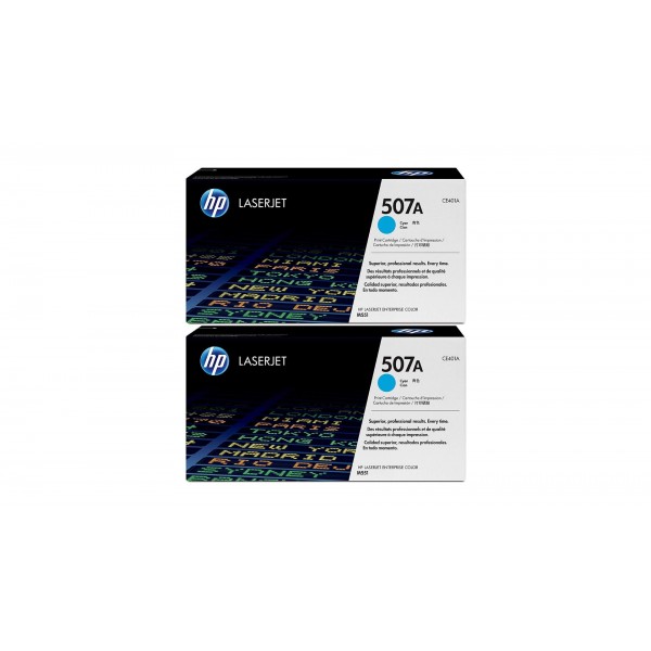 Set Cartuse Toner Original HP (507A) 2x CE401A Cyan, 12000 pagini si stick USB