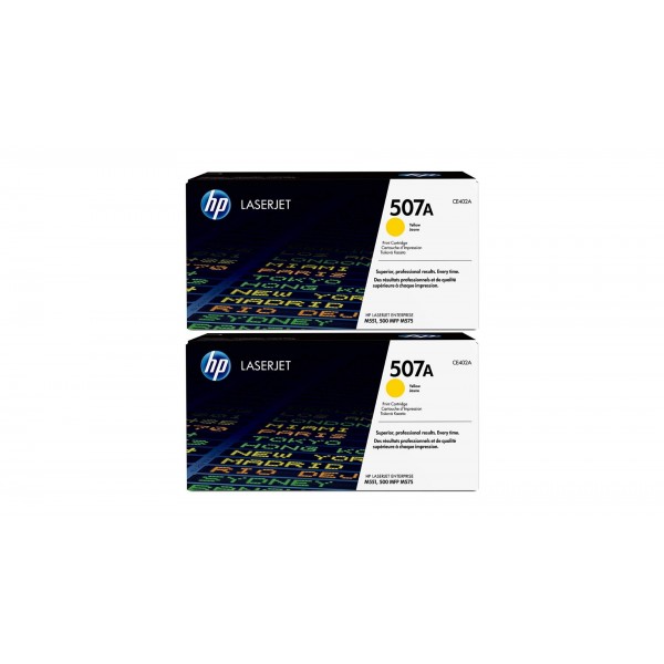 Set Cartuse Toner Original HP (507A) 2x CE402A Galben, 12000 pagini si stick USB