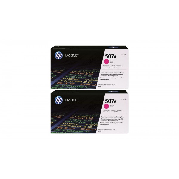 Set Cartuse Toner Original HP (507A) 2x CE403A Magenta, 12000 pagini si stick USB