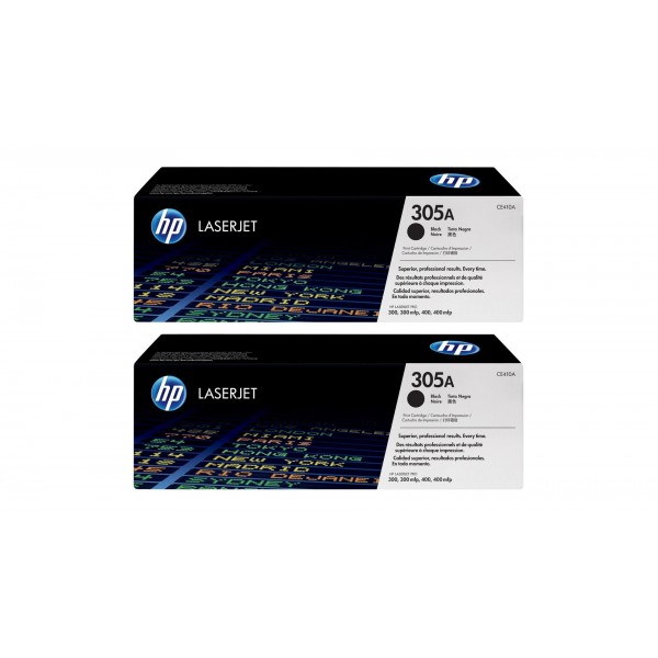 Set Cartuse Toner Original HP (305A) 2x CE410A Negru, 4400 pagini si stick USB