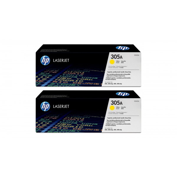Set Cartuse Toner Original HP (305A) 2x CE412A Galben, 5200 pagini si stick USB
