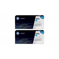 Set Cartuse Toner Original HP (307A) 2x CE741A Cyan, 14600 pagini si stick USB