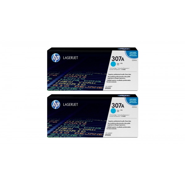 Set Cartuse Toner Original HP (307A) 2x CE741A Cyan, 14600 pagini si stick USB