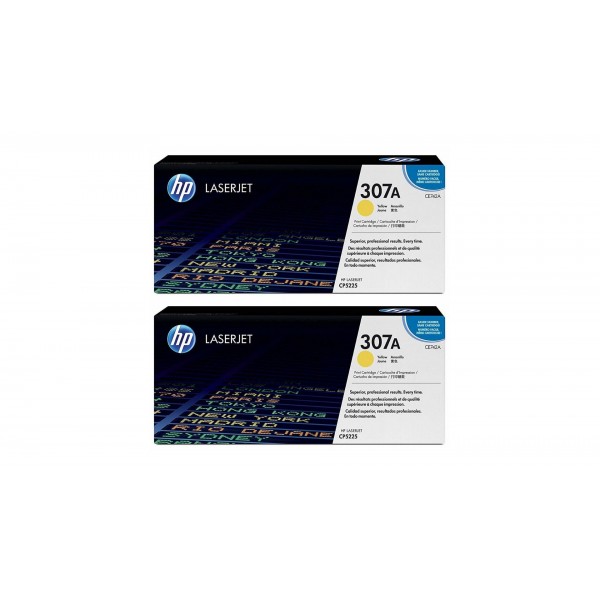Set Cartuse Toner Original HP (307A) 2x CE742A Galben, 14600 pagini si stick USB