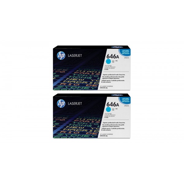 Set Cartuse Toner Original HP (646A) 2x CF031A Cyan, 25000 pagini si stick USB