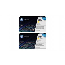 Set Cartuse Toner Original HP (646A) 2x CF032A Galben, 25000 pagini si stick USB