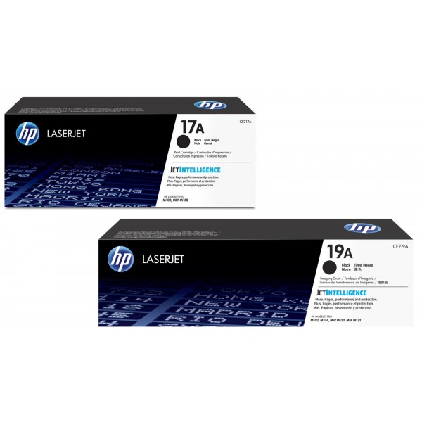 Set Cartuse Toner Original HP (17A/19A) 1x CF217A Negru, 1x CF219A Negru, 13600 pagini si stick USB