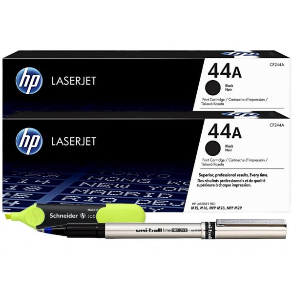 Set Toner Original HP44A, 2xCF244A Negru, 2000 pagini, Roller DeLuxe si Textmarker Schneider