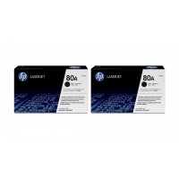 Set Cartuse Toner Original HP (80A) 2x CF280A Negru, 5400 pagini si stick USB