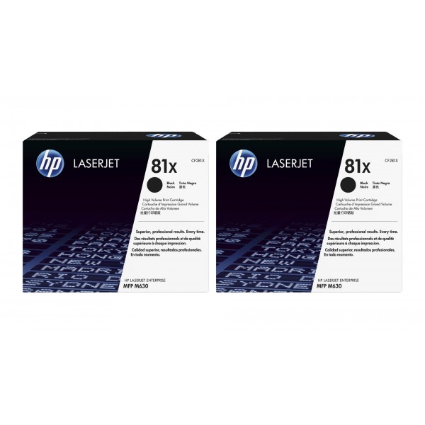 Set Cartuse Toner Original HP (81X) 2x CF281X Negru, 50000 pagini si stick USB