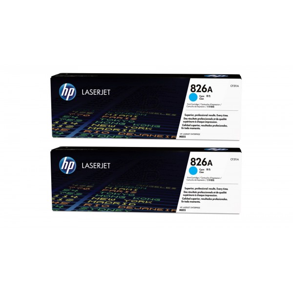 Set Cartuse Toner Original HP (826A) 2x CF311A Cyan, 63000 pagini si stick USB