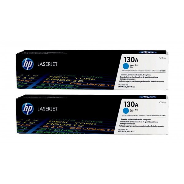 Set Cartuse Toner Original HP (130A) 2x CF351A Cyan, 2000 pagini si stick USB