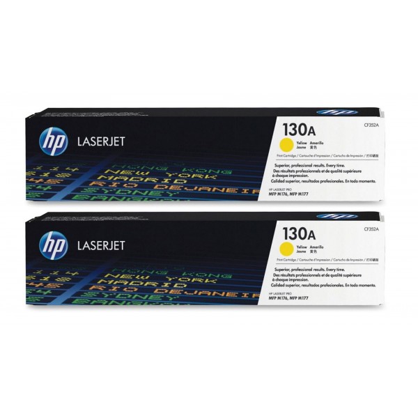 Set Cartuse Toner Original HP (130A) 2x CF352A Galben, 2000 pagini si stick USB