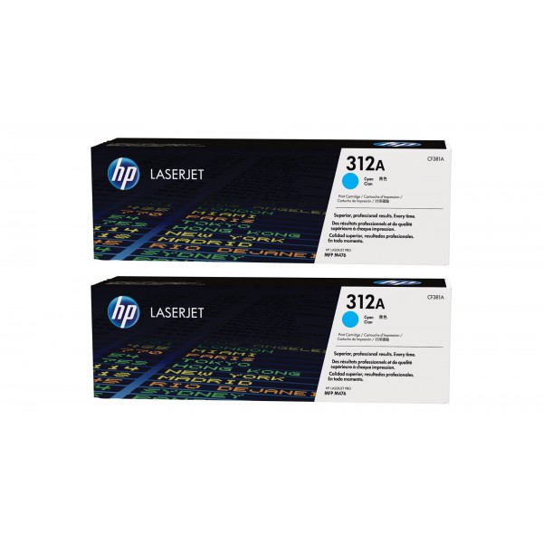 Set Cartuse Toner Original HP (312A) 2x CF381A Cyan, 5400 pagini si stick USB