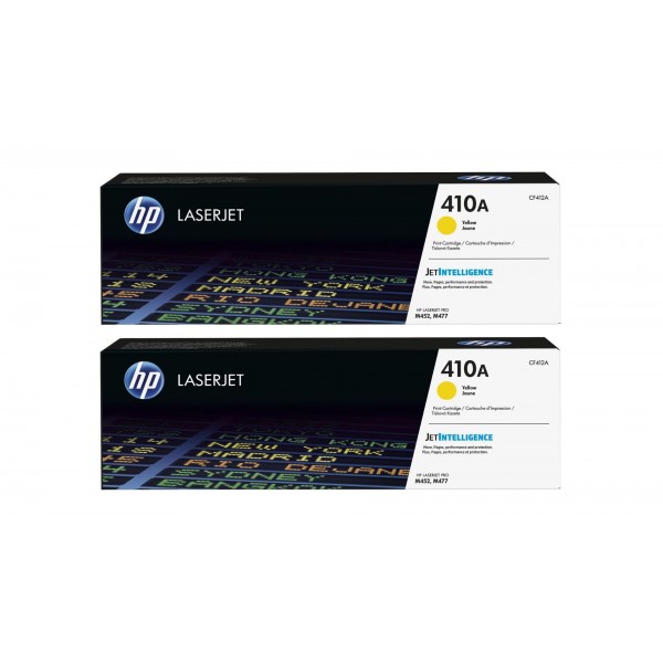 Set Cartuse Toner Original HP (410A) 2x CF412A Galben, 4600 pagini si stick USB