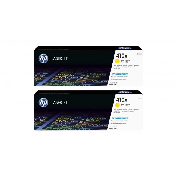 Set Cartuse Toner Original HP (410X) 2x CF412X Galben, 10000 pagini si stick USB