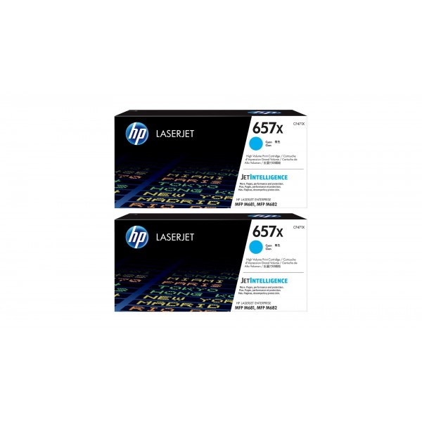 Set Cartuse Toner Original HP (657X) 2x CF471X Cyan, 46000 pagini si stick USB