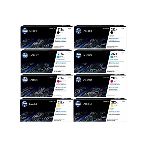 Set Cartuse Toner Original HP (212A) 2x W2120A Negru, 2x W2121A Cyan, 2x W2123A Magenta, 2x W2122A Galben, 38000 pagini si stick USB