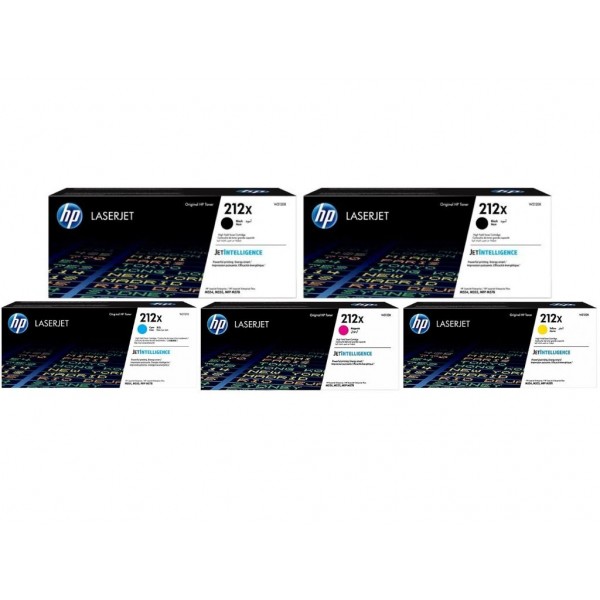 Set Cartuse Toner Original HP (212X) 2x W2120X Negru, 1x W2121X Cyan, 1x W2123X Magenta, 1x W2122X Galben, 56000 pagini si stick USB