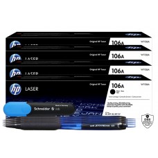 Set Cartus Toner Original HP(106) 4xW1106A Negru 4x1000 pagini, 4xPix Jestream si Textmarker Schneider