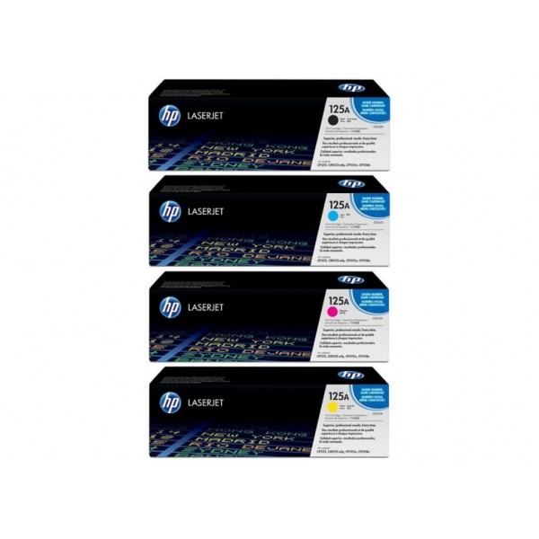 Set Cartuse Toner Original HP (125A) 1x CB540A Negru, 1x CB541A Cyan, 1x CB543A Magenta, 1x CB542A Galben, 6400 pagini si stick USB