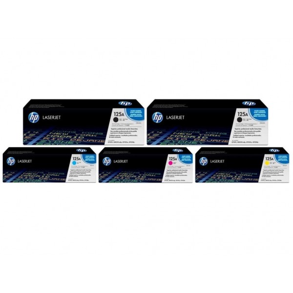 Set Cartuse Toner Original HP (125A) 2x CB540A Negru, 1x CB541A Cyan, 1x CB543A Magenta, 1x CB542A Galben, 8600 pagini si stick USB