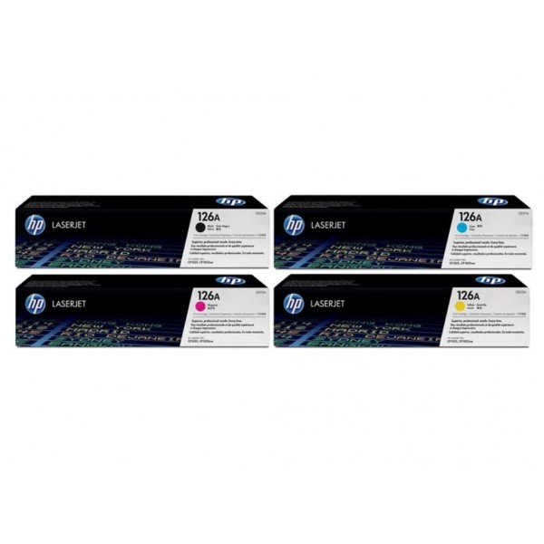 Set Cartuse Toner Original HP (126A) 1x CE310A Negru, 1x CE311A Cyan, 1x CE313A Magenta, 1x CE312A Galben, 4200 pagini si stick USB