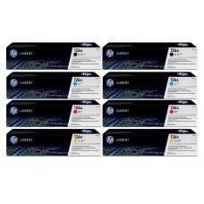 Set Cartuse Toner Original HP (126A) 2x CE310A Negru, 2x CE311A Cyan, 2x CE313A Magenta, 2x CE312A Galben, 8400 pagini si stick USB