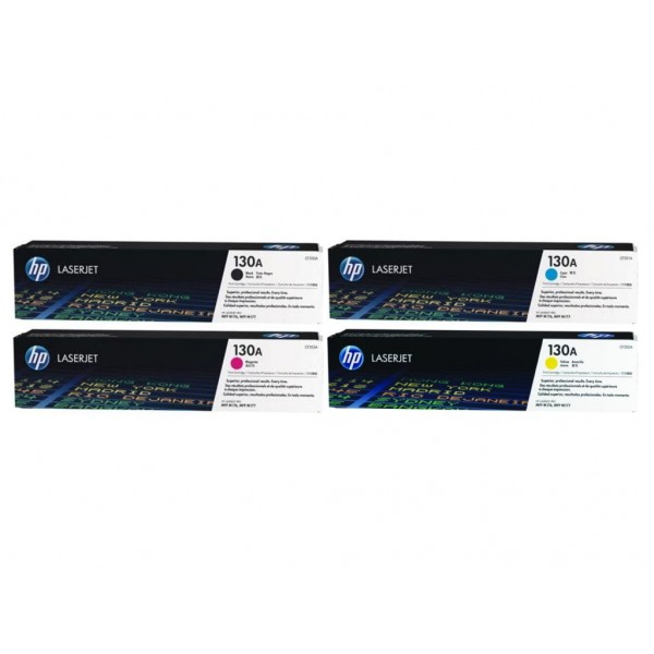 Set Cartuse Toner Original HP (130A) 1x CF350A Negru, 1x CF351A Cyan, 1x CF353A Magenta, 1x CF352A Galben, 4300 pagini si stick USB