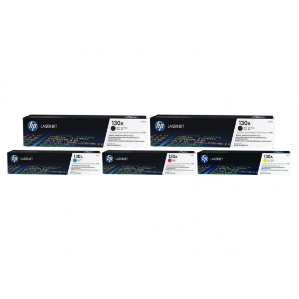 Set Cartuse Toner Original HP (130A) 2x CF350A Negru, 1x CF351A Cyan, 1x CF353A Magenta, 1x CF352A Galben, 5600 pagini si stick USB