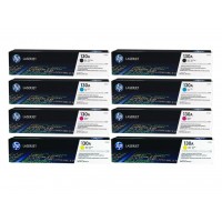 Set Cartuse Toner Original HP (130A) 2x CF350A Negru, 2x CF351A Cyan, 2x CF353A Magenta, 2x CF352A Galben, 8600 pagini si stick USB