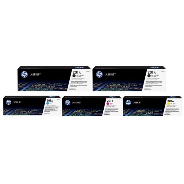 Set Cartuse Toner Original HP (201A) 2x CF400A Negru, 1x CF401A Cyan, 1x CF403A Magenta, 1x CF402A Galben, 7200 pagini si stick USB