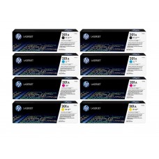 Set Cartuse Toner Original HP (201A) 2x CF400A Negru, 2x CF401A Cyan, 2x CF403A Magenta, 2x CF402A Galben, 11400 pagini si stick USB