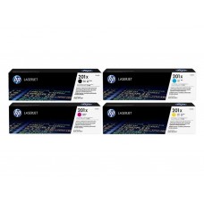 Set Cartuse Toner Original HP (201X) 1x CF400X Negru, 1x CF401X Cyan, 1x CF403X Magenta, 1x CF402X Galben, 9700 pagini si stick USB