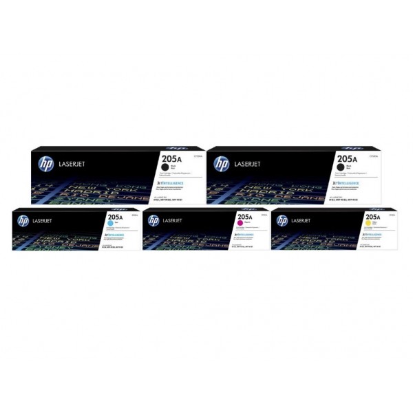 Set Cartuse Toner Original HP (205A) 2x CF530A Negru, 1x CF531A Cyan, 1x CF533A Magenta, 1x CF532A Galben, 4900 pagini si stick USB