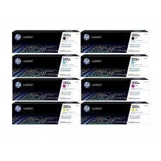 Set Cartuse Toner Original HP (205A) 2x CF530A Negru, 2x CF531A Cyan, 2x CF533A Magenta, 2x CF532A Galben, 7600 pagini si stick USB