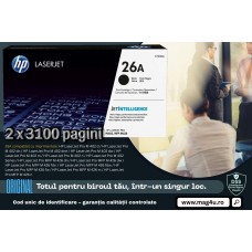 Set Cartus Toner Original HP26A, 2xCF226A Negru, 2x3100 pagini + 5xPix Schneider si 2xTextmarker Schneider
